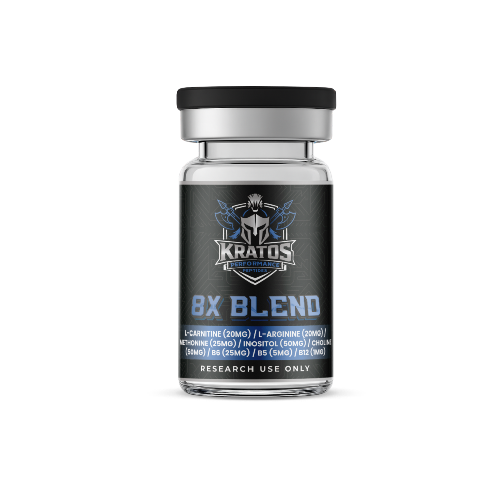8X Blend L-Carnitine (20mg) / L-Arginine (20mg) / Methonine (25mg) / Inositol (50mg) / Choline (50mg) / B6 (25mg) / B5 (5mg) / B12 (1mg)